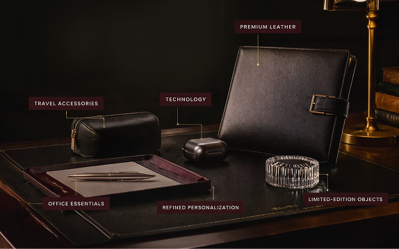Leather folio and luxury executive desk accessories
